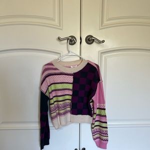 Colorful Patterned Knit Sweater